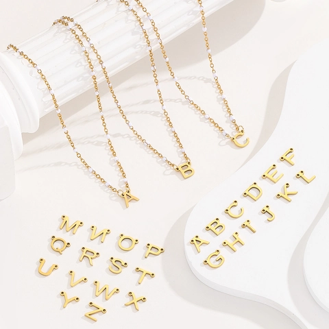 Minimalist Stainless Steel Letter Pendant Necklace With Faux Artificial Pearl 18K Gold Plated Alphabet Initial Necklace Fashion Jewelry For Women