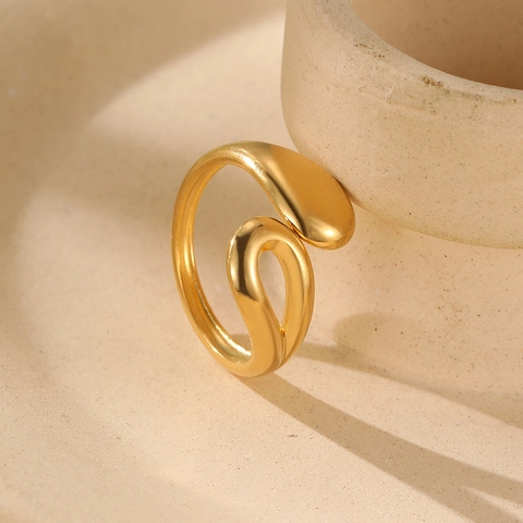 Anello Aperto Minimalista in Acciaio Inossidabile per Donna Oro Argento Geometrico Gioiello alla Moda