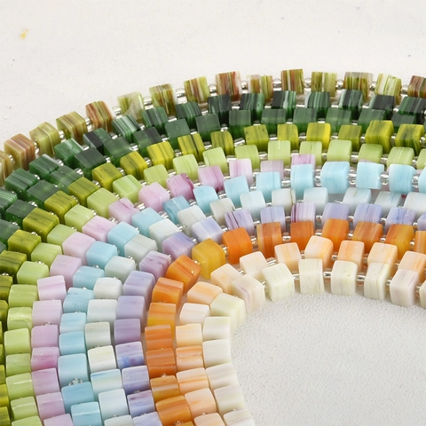 Cube Square Glass Beads Imitation Jade Marble Pattern Spacer Beads For DIY Bracelet Necklace Jewelry Making Craft Materials