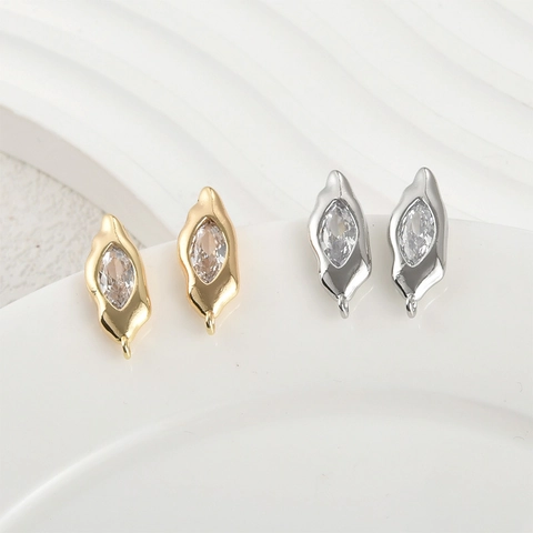 18k Vergulde Marquise Zirconia Oorknopjes Koper 925 Sterling Zilver Stift Onregelmatig Minimalistisch DIY Sieraden Voor Dames