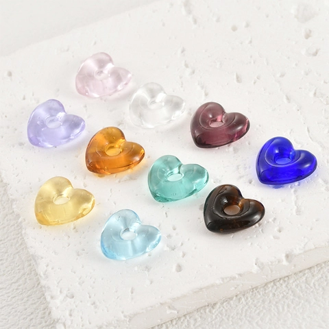 Handgefertigte Lampenarbeit Herz Anhänger Bunte Hohle Glas Herz Großes Loch Perlen Für DIY Schmuckherstellung Halsketten