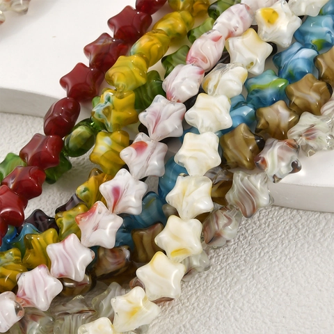 Handgefertigte Stern Lampwork Millefiori Perlen Marmorierte Bunte Glasperlen Lose Perlen Für DIY Armband Halskette Ohrring Schmuckherstellung