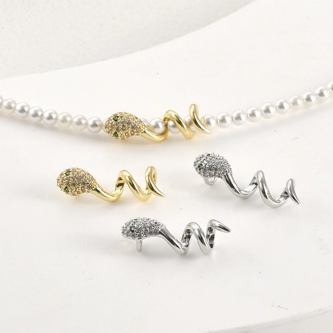 Ciondoli Distanziatori a Spirale di Serpente in Zirconia Placcati Oro 14K per Creazione di Gioielli Fai da Te Bracciale Collana