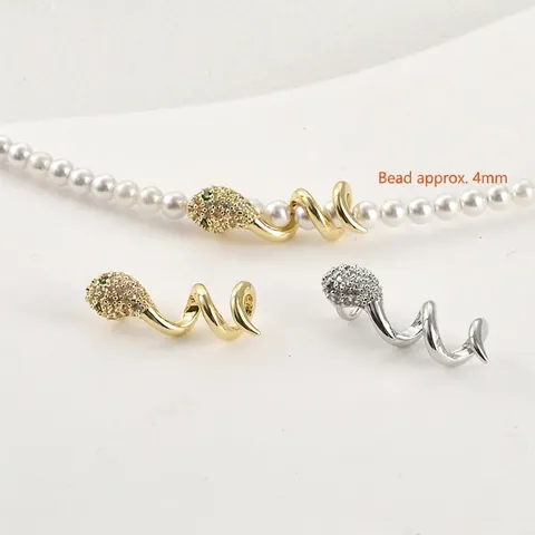 Ciondoli Distanziatori a Spirale di Serpente in Zirconia Placcati Oro 14K per Creazione di Gioielli Fai da Te Bracciale Collana