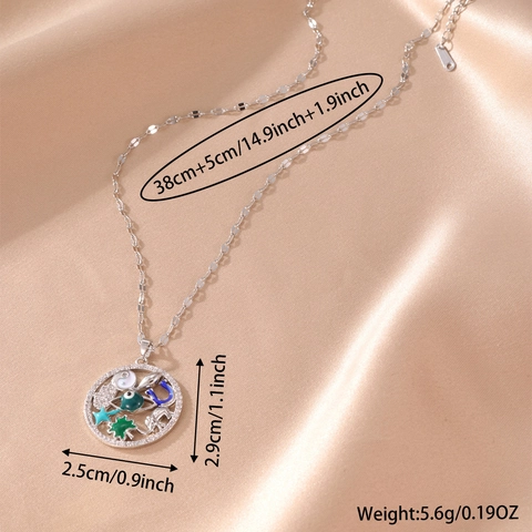 Mode Koper Zirconia Levensboom Hanger Halsketting Vrouwen Eenvoudige Boze Oog Hoefijzer Dierensymbolen Elegante Sieraden Cadeau