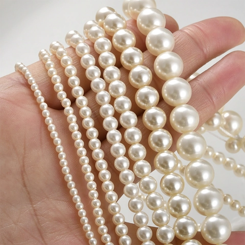 High Gloss Round Glass Artificial Pearl Beads For DIY Jewelry Making Strands Craft Finding Necklace Bracelet Loose Beads Strand