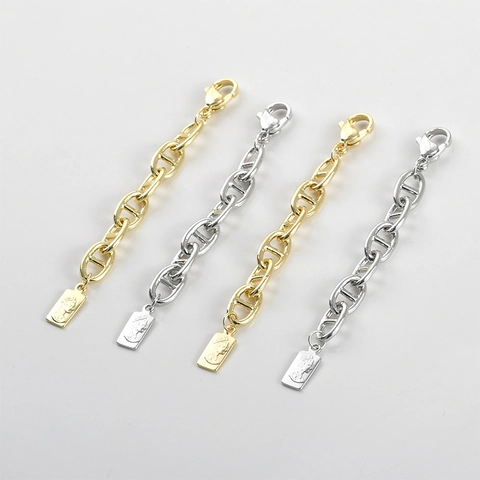 Catena di Estensione ad Ancora in Rame Placcato Oro 14K Con Chiusura a Moschettone e Pendente a Rilievo Regina Fai da Te Accessorio Gioielli