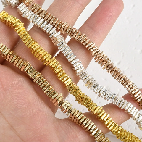 Square Lava Stone Beads For Jewelry Making Plated Natural Stone Spacer Beads For DIY Bracelet Necklace Crafting Accessory Material