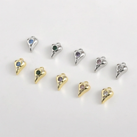 Kupfer Zirkonia Spitze Herz Anhänger Mini Charm Für DIY Halskette Armband Ohrring Herstellung Damen Mode Schmuck Zubehör