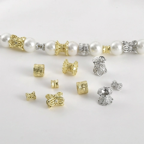 14K Gold Plated Copper Spacer Beads Hollow Flower Bow Cylinder DIY Jewelry Making Findings Bracelet Necklace Material