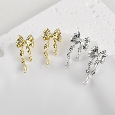 14k Vergoldet Kupfer Schleife Ohrhänger Lange Quaste Band Ohrstecker Für Damen DIY Schmuck Handgemacht Geschenk
