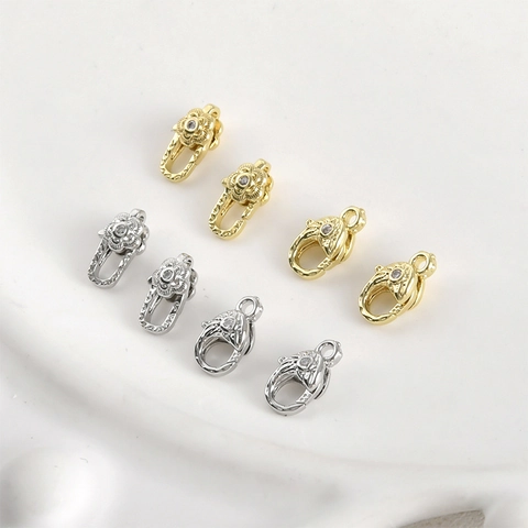 Copper Plated 14k Gold Vintage Flower Wing Lobster Clasp DIY Handmade Jewelry Making Findings Connector For Necklace Bracelet