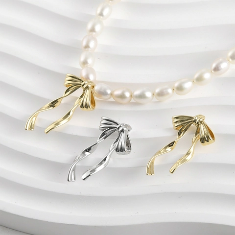 Pendente a Fiocco in Rame Placcato Oro 14K per Creazione di Collane e Bracciali Fai da Te Accessori per Gioielli