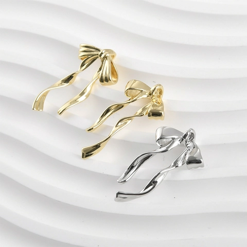 Pendente a Fiocco in Rame Placcato Oro 14K per Creazione di Collane e Bracciali Fai da Te Accessori per Gioielli
