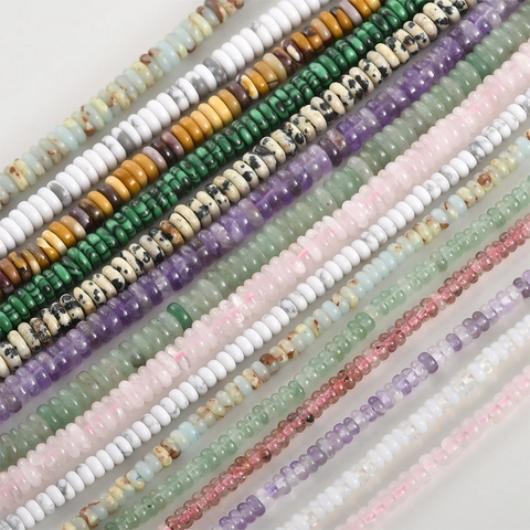Pierres Naturelles Cristal Perles de Boulier Plates Intercalaires Perles en Vrac pour Création de Bijoux DIY Bracelet Collier Matériau