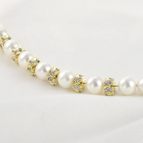 Perline Distanziatrici a Fiocco in Rame Placcato Oro 14K Micro Pave Zirconia per Gioielli Fai da Te Bracciale Collana