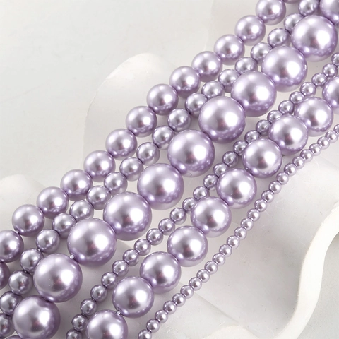 Purple Glass Artificial Pearl Round Loose Beads String For DIY Jewelry Making Necklace Bracelet Earrings Material Craft Supply