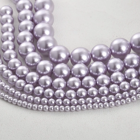 Purple Glass Artificial Pearl Round Loose Beads String For DIY Jewelry Making Necklace Bracelet Earrings Material Craft Supply
