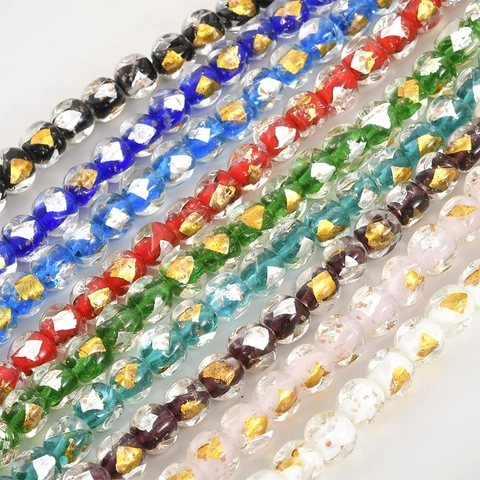 Retro Handgefertigte Lampwork Glas Quadratische Perlen Gold Silberfolie Eingelegte Bastelperlen Für DIY Schmuck Armband Halskette Zubehör