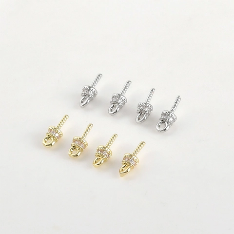 Kupfer Zirkonia Künstliche Perlenkappen Bails 14k Vergoldet Ösenstift Anhängerkappen Für DIY Schmuckherstellung Halskette Zubehör