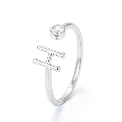 Minimalistisch Vergoldet Versilbert Kupfer Offener Ring Für Damen Verstellbar 26 Alphabet Initialen Zirkonia Finger Schmuck