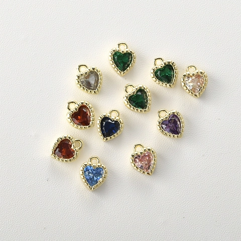 Heart Shaped Copper Charms 14K Gold Plated Zirconia Pendant Only Without Chain For DIY Jewelry Making Bracelet Earring Accessory