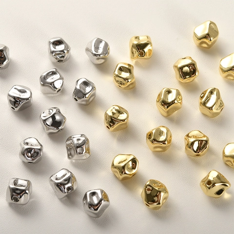 Electroplated Copper Irregular Square Spacer Beads For DIY Jewelry Bracelet Necklace Making Handmade Craft Materials Gold Silver