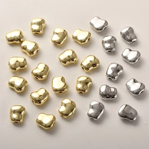 Copper Electroplated 14k Gold Silver Irregular Square Spacer Beads For DIY Jewelry Making Handmade Bracelet Necklace Findings