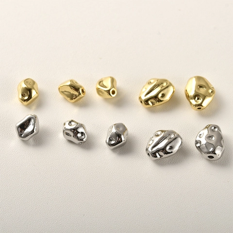 Cuentas Espaciadoras de Cobre Irregulares Chapadas en Oro de 14K Metálicas Texturizadas Cuentas Sueltas para Creación de Joyas DIY Accesorios de Pulsera