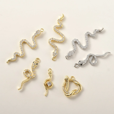 DIY Schlange Anhänger Kupfer Mit Zirkonia Zubehör Gold Silber Vergoldet Schmuckkomponenten Für Halskette Armband Ohrring Herstellung