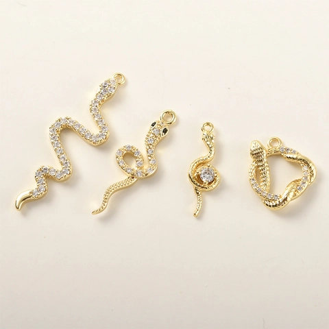 DIY Schlange Anhänger Kupfer Mit Zirkonia Zubehör Gold Silber Vergoldet Schmuckkomponenten Für Halskette Armband Ohrring Herstellung