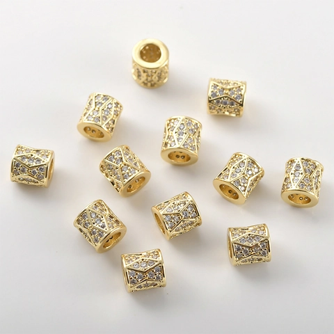 Perle Distanziatrici a Botte in Rame Galvanizzato Oro Argento Con Zirconia Per Fai Da Te Bracciale Collana Creazione Di Gioielli
