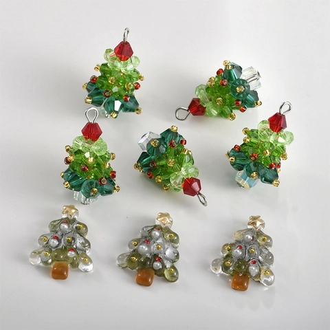 Pendaglio ad Albero di Natale in Vetro Cristallo Tessuto a Mano Toppa in Resina per Creazione Gioielli Fai da Te Decorazione