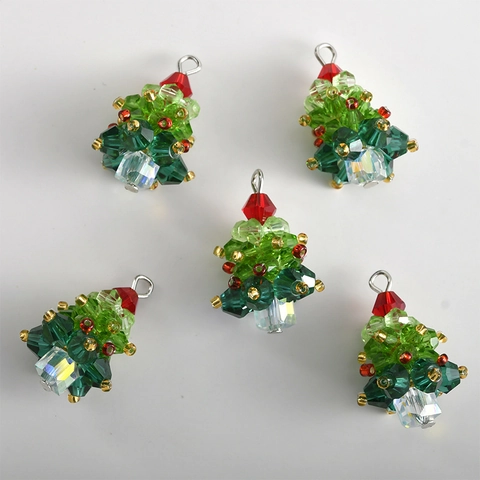Pendaglio ad Albero di Natale in Vetro Cristallo Tessuto a Mano Toppa in Resina per Creazione Gioielli Fai da Te Decorazione