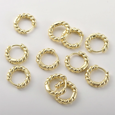 Accesorios para Pendientes de Aro de Cobre Bañado en Oro 14K Con Poste de Plata para Creación de Joyas DIY