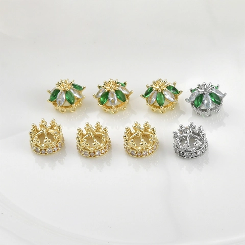 Vintage Palace Style Crown Pendant Copper 14K Gold Plated Zirconia DIY Jewelry Making Accessory For Earring Necklace Findings
