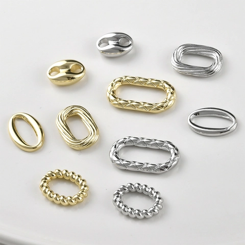 Koperen 14K Goud Zilver Vergulde Ovalen Getwiste Gestepte Verbindingsringen Koffieboon Schakels Voor DIY Sieraden Maken