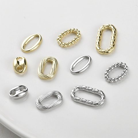 Koperen 14K Goud Zilver Vergulde Ovalen Getwiste Gestepte Verbindingsringen Koffieboon Schakels Voor DIY Sieraden Maken