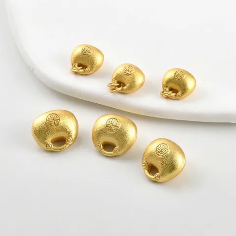 Copper Gold Plated Lucky Bag Pendant With Fu Character Matte Finish DIY Jewelry Making Accessories For Necklace Bracelet