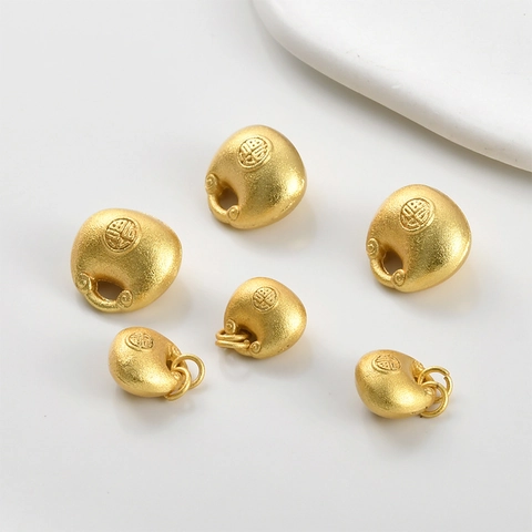 Copper Gold Plated Lucky Bag Pendant With Fu Character Matte Finish DIY Jewelry Making Accessories For Necklace Bracelet