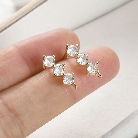 Perni per Orecchini in Rame Placcato Oro 14K Argento con Zirconi e Perno in Argento per Creazione Gioielli Fai da Te