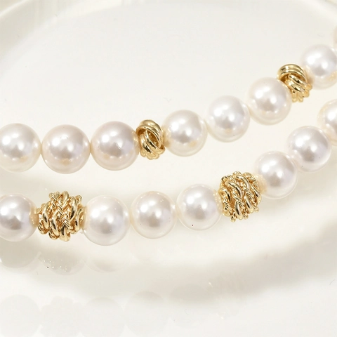 Perline Distanziatrici Rotonde in Rame Placcato Oro 14K con Filo Intrecciato per DIY Bracciale Collana Accessori Gioielli