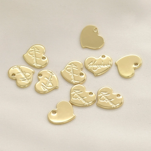 14K Gold Plated Copper Handmade Letter Tag Pendants Oval Heart Flower Round Rectangle Charms For DIY Jewelry Making Accessories