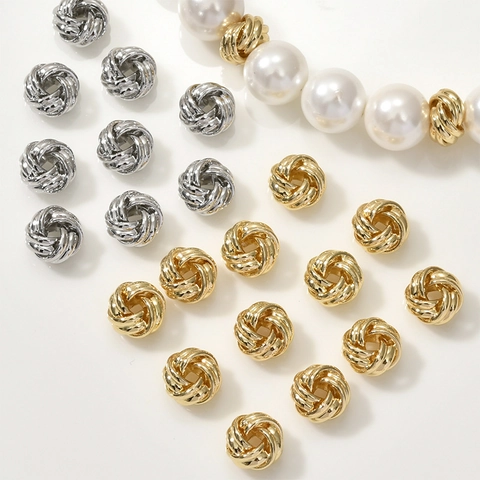 Perline Distanziatrici a Nodo Coreano in Rame Placcato Oro 14k Accessori per Gioielli Fai da Te per Collane Bracciali Orecchini