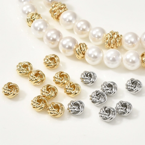 Perline Distanziatrici a Nodo Coreano in Rame Placcato Oro 14k Accessori per Gioielli Fai da Te per Collane Bracciali Orecchini
