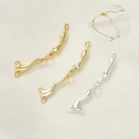 Connettori per Gioielli in Rame Placcato Oro Vero Ondulazione Irregolare DIY Accessori per Collana di Perle Bracciale Gioielleria