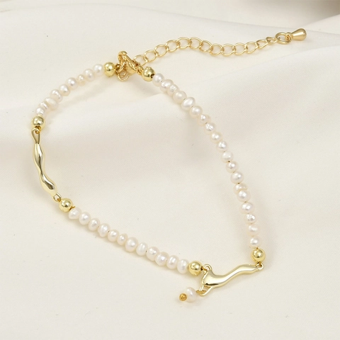 Connettori per Gioielli in Rame Placcato Oro Vero Ondulazione Irregolare DIY Accessori per Collana di Perle Bracciale Gioielleria