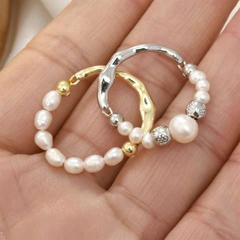 Textured Irregular Wave Open Ring Connector Copper 14K Gold Plated DIY Half Ring Accessories For Pearl Ring Jewelry Making