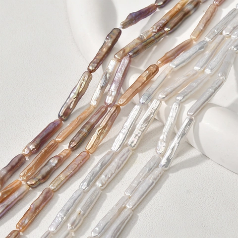 Natural Freshwater Baroque Pearl Stick Beads Irregular Toothpick Shape Biwa Pearls For DIY Jewelry Making Handicraft Materials