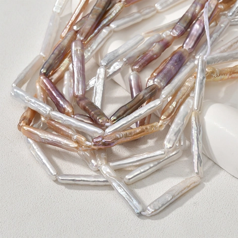 Natural Freshwater Baroque Pearl Stick Beads Irregular Toothpick Shape Biwa Pearls For DIY Jewelry Making Handicraft Materials
